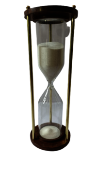 0196 Wooden Sand Timer 30min With Brass Piler - Metal, 7.3x21cm, Golden Brown | Ideal For Office And Home Decoration, Weighs 218g