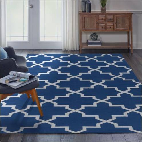 Erno Blue And White Moroccan Hand Woven Dhurrie