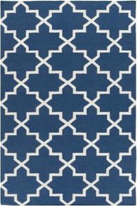 Erno Blue And White Moroccan Hand Woven Dhurrie