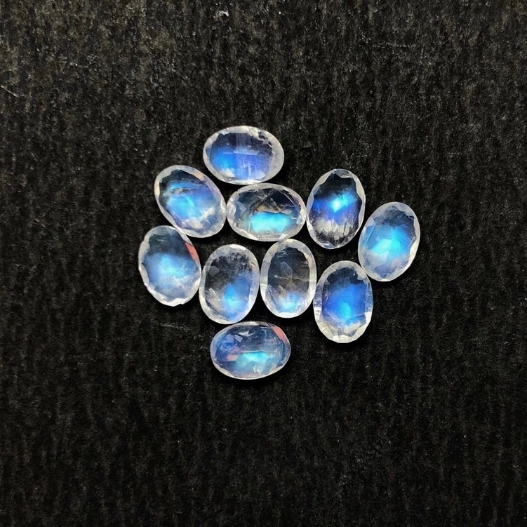8x10mm Rainbow Moonstone Faceted Oval Loose Gemstones