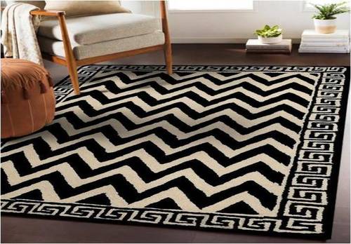 Black and White Chevron Hand Tufted Carpet