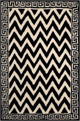 Black and White Chevron Hand Tufted Carpet