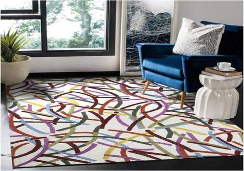 Multicolor Geometric Hand Tufted Carpet