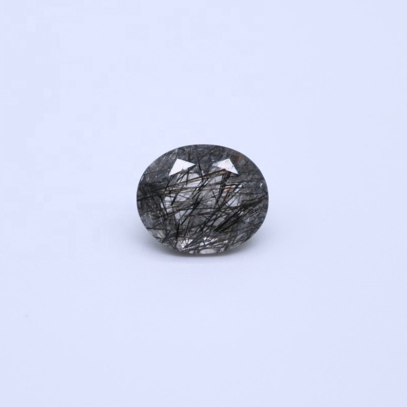 10x12mm Black Rutilated Quartz Faceted Oval Loose Gemstones