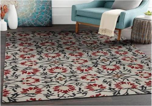 Beige Floral Hand Tufted Carpet