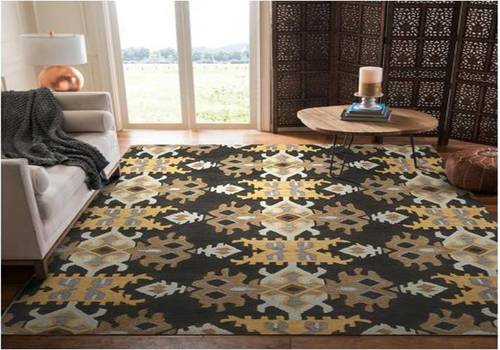 Brown Abstract Hand Tufted Carpet