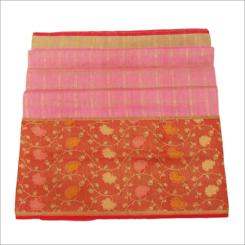 Ladies Linen Kadiyal Banarasi Handloom Saree