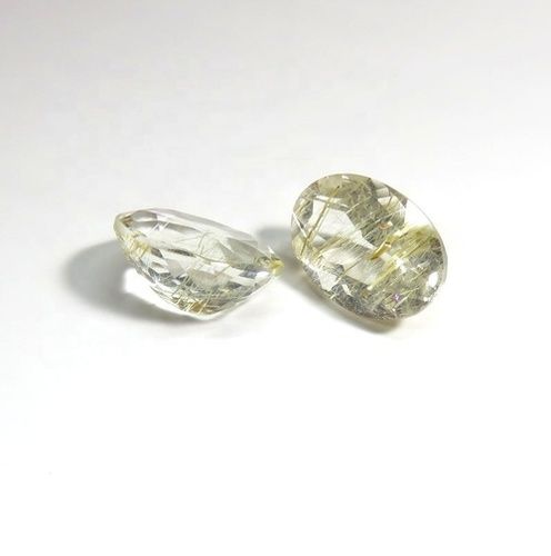 4x6mm Golden Rutilated Quartz Faceted Oval Loose Gemstones