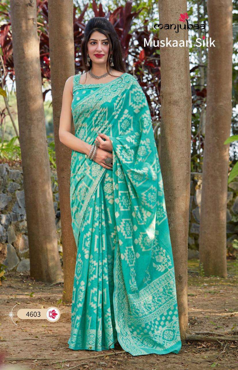 Manjubaa Muskaan Cotton Silk Party Wear Fancy Saree Catalog