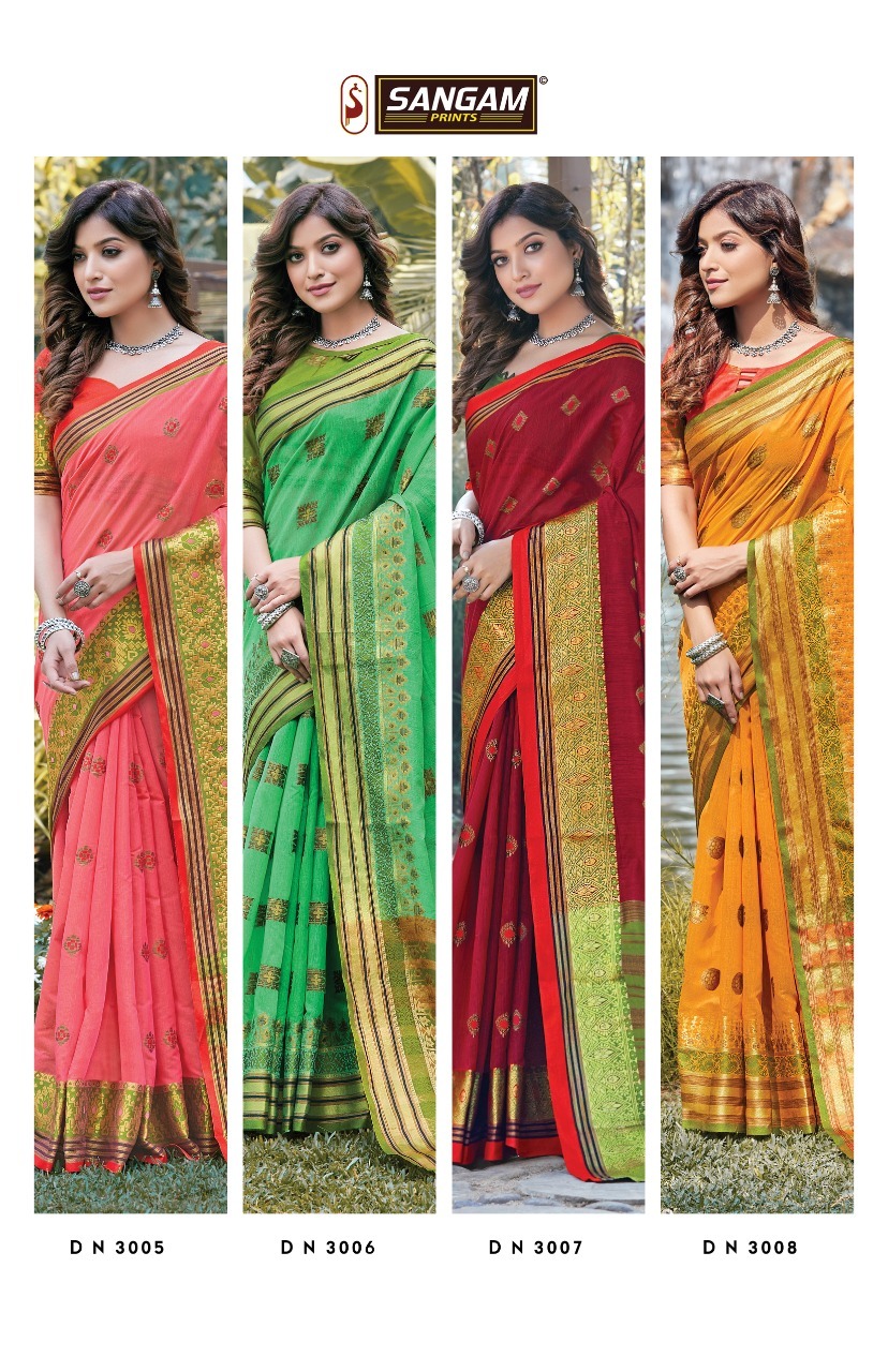 Sangam Prints Padmavati Vol 3 Cotton Handloom Fancy Saree Catalog