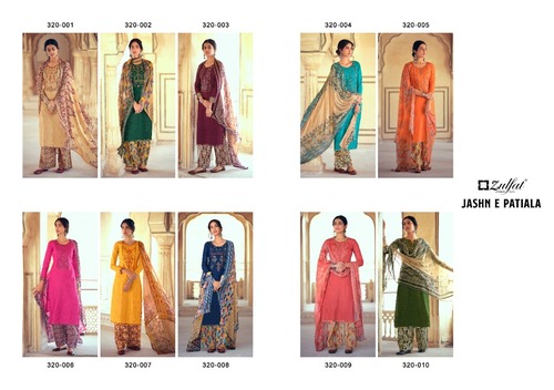 Jashn-e-Patiala Pure Cotton Print Embroidery Patiyala Dress Materials - Top: 100% Cotton (2.50 m), Dupatta: Chiffon (2.30 m), Bottom: Soft Cotton (3 m) | Hand Wash, All Season, Embroidered Style