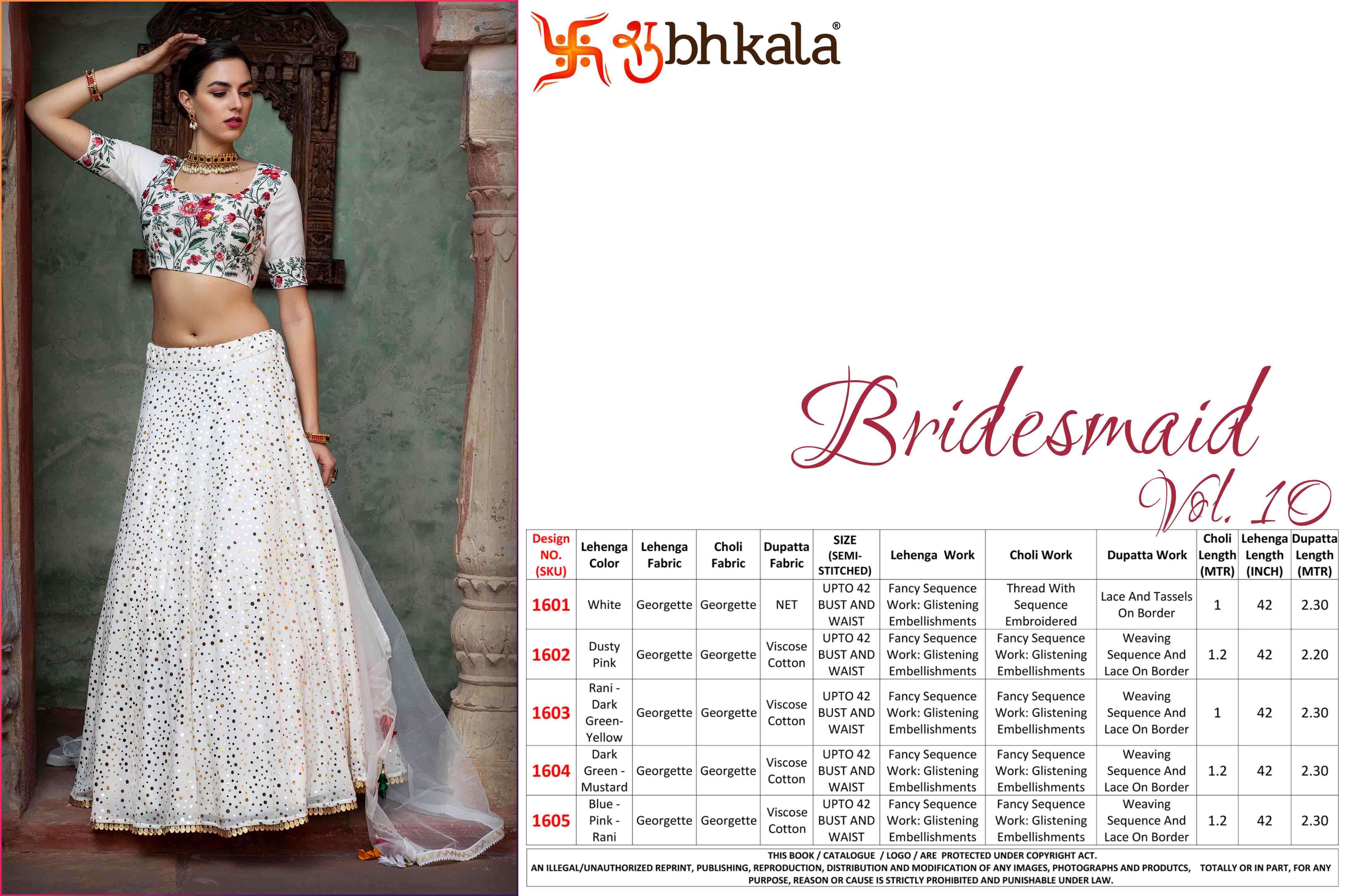 Shubhkala Bridesmaid Vol 10 Georgette Designer Lehenga Choli Catalog