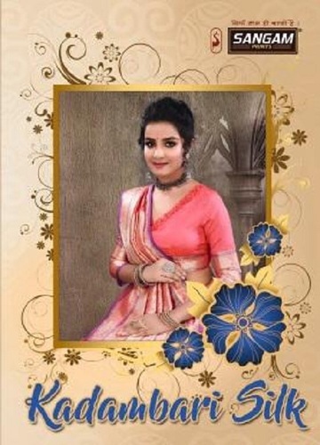 Multi Color Sangam Kadambari Silk Printed Designer Saree Catalog