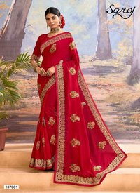 Saroj Textiles Kangana Vichitra Silk With Border Work Saree Catalog