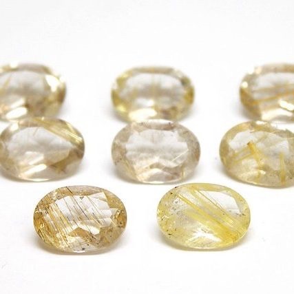 5x7mm Golden Rutilated Quartz Faceted Oval Loose Gemstones