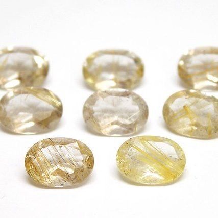 6x8mm Golden Rutilated Quartz Faceted Oval Loose Gemstones