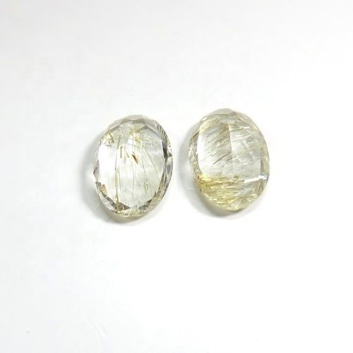 7x9mm Golden Rutilated Quartz Faceted Oval Loose Gemstones