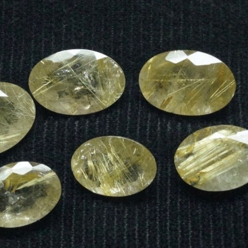 7x9mm Golden Rutilated Quartz Faceted Oval Loose Gemstones
