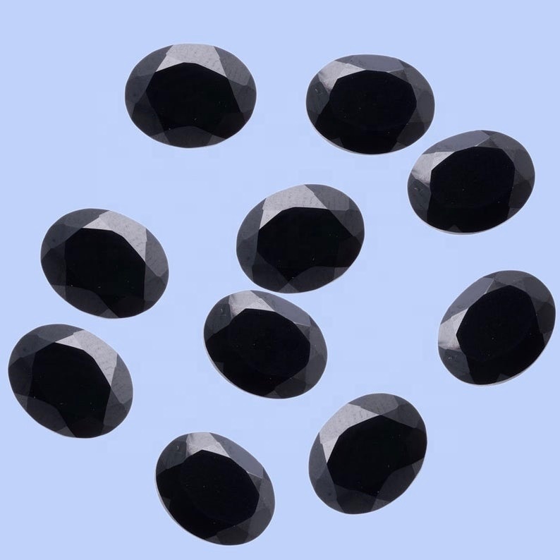 3x5mm Black Spinel Faceted Oval Loose Gemstones