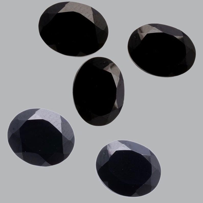 8x10mm Black Spinel Faceted Oval Loose Gemstones