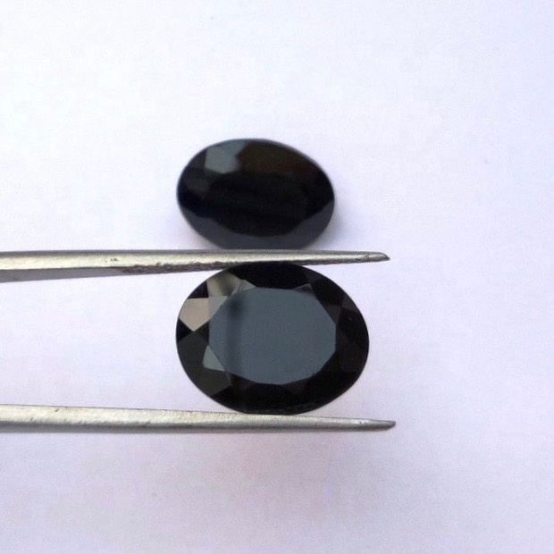 10x12mm Black Spinel Faceted Oval Loose Gemstones