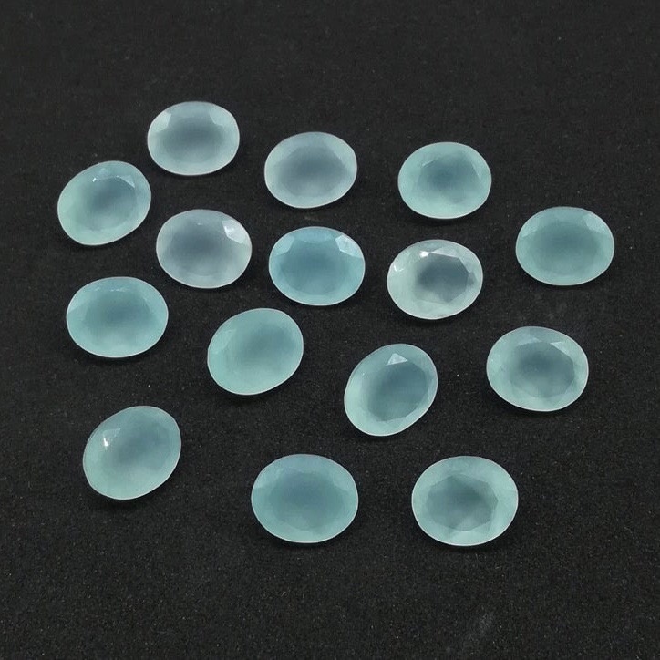8x10mm Aqua Chalcedony Faceted Oval Loose Gemstones