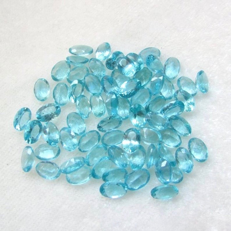 4x5mm Blue Apatite Faceted Oval Loose Gemstones