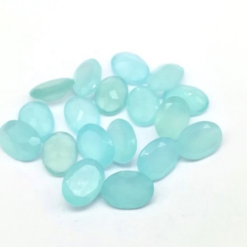 9x11mm Aqua Chalcedony Faceted Oval Loose Gemstones