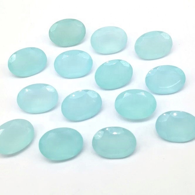9x11mm Aqua Chalcedony Faceted Oval Loose Gemstones