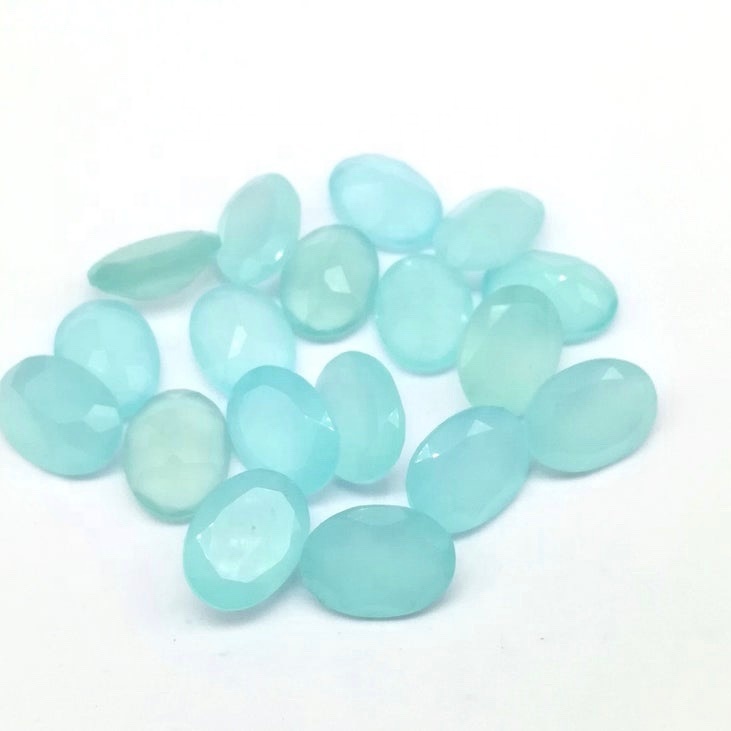 10x12mm Aqua Chalcedony Faceted Oval Loose Gemstones