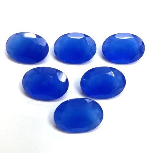 7x9mm Blue Chalcedony Faceted Oval Loose Gemstones