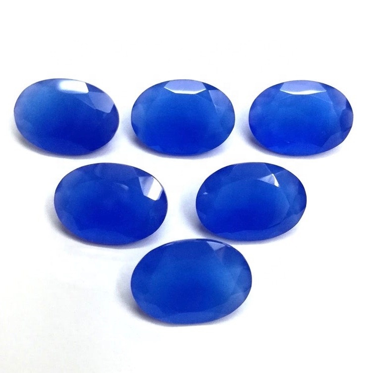 10x12mm Blue Chalcedony Faceted Oval Loose Gemstones