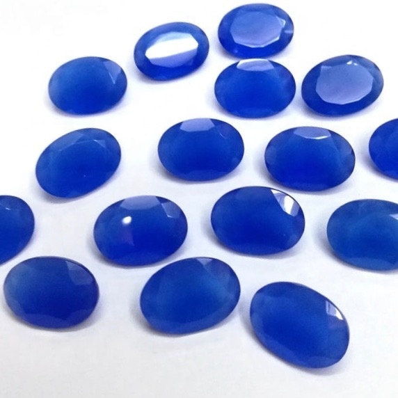 10x12mm Blue Chalcedony Faceted Oval Loose Gemstones