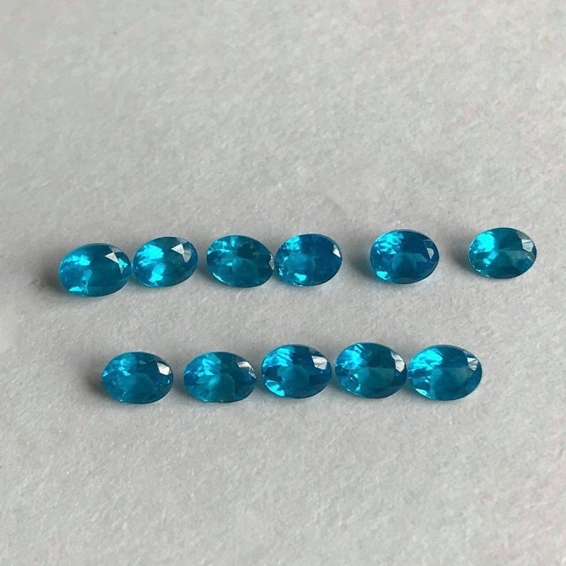 4x6mm Neon Apatite Faceted Oval Loose Gemstones