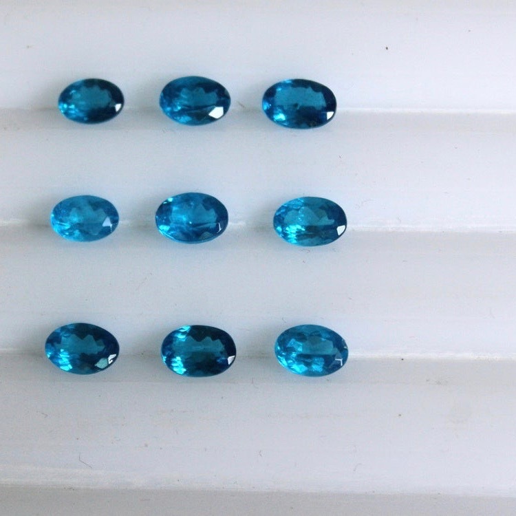 5x7mm Neon Apatite Faceted Oval Loose Gemstones
