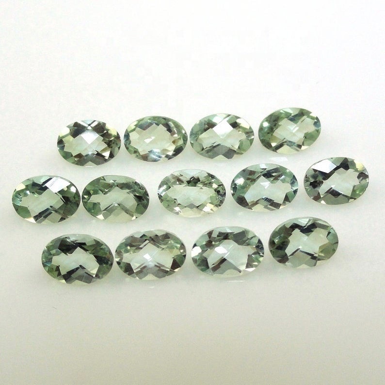 5x7mm Green Amethyst Faceted Oval Loose Gemstones