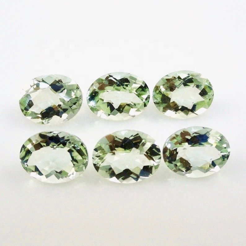 6x8mm Green Amethyst Faceted Oval Loose Gemstones