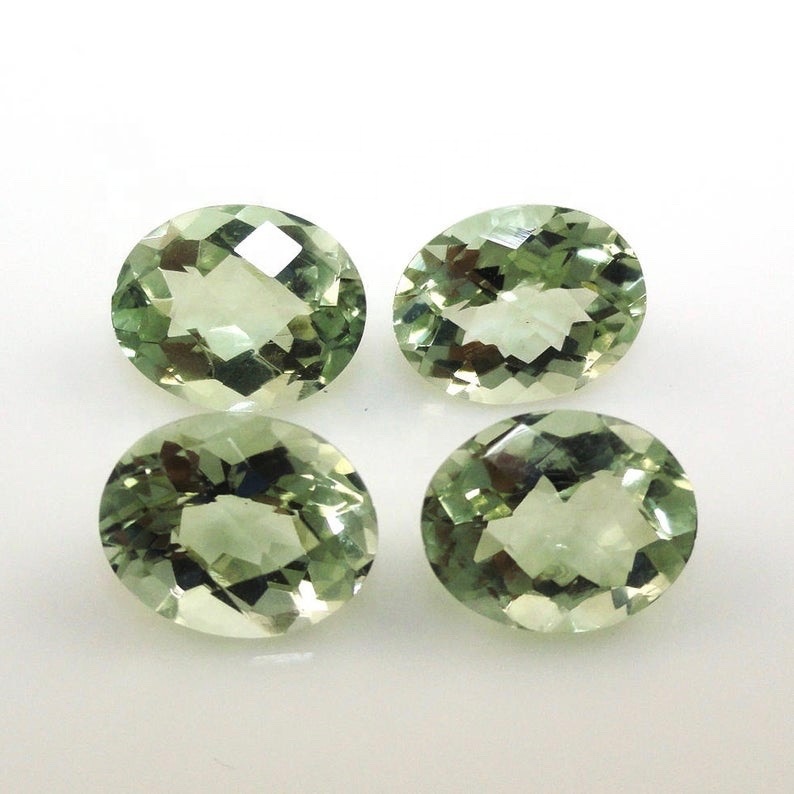 9x11mm Green Amethyst Faceted Oval Loose Gemstones