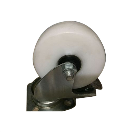 PU Trolley Caster Wheel - Polyurethane Material, Circular Shape, White Color | Water Resistant, Heat Resistant, Ideal for Trolley Usage