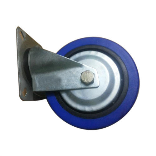 Medium Duty Caster Wheel - PVC Material, Round Shape, Blue Color | Features Roller Bearing, Box Packaging