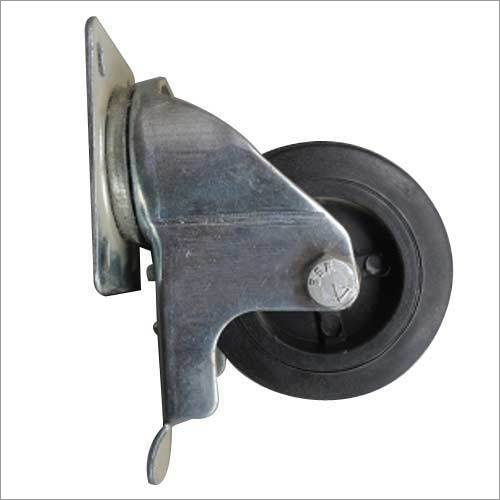 Rubber Trolley Caster Wheel - Rubber Material , Circular Shape, Black Color | Ideal for Trolleys and Smooth Mobility Solutions