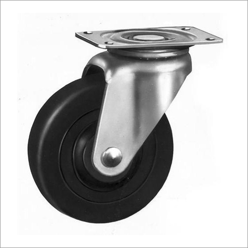 Single Ball Bearing Caster Wheel - Rubber Material, Black Color | Smooth Rolling, Versatile Mobility for Various Applications