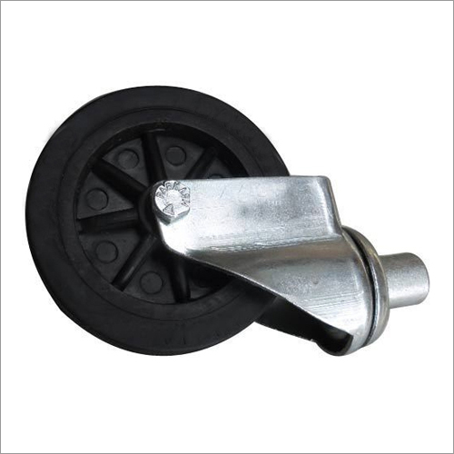 Rubber Caster Wheel - Rubber Material, Circular Shape, Black Color | Ideal for Trolley Usage, Durable and Versatile Design