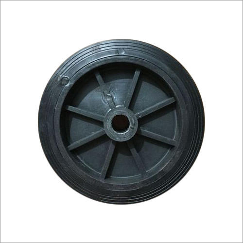Round Rubber Wheel - Rubber Material, Load Capacity 50-250 Kg, Black Color, Water & Heat Resistant | Ideal for Trolley Usage, Circular Shape