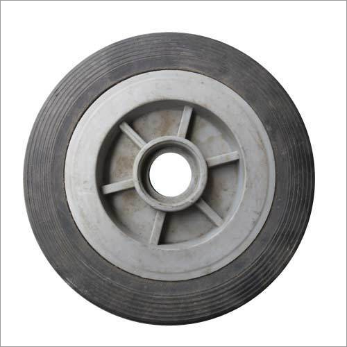 Black Rubber Wheel - Durable Material, Circular Shape | Designed for Trolley Use, Sleek Black Finish