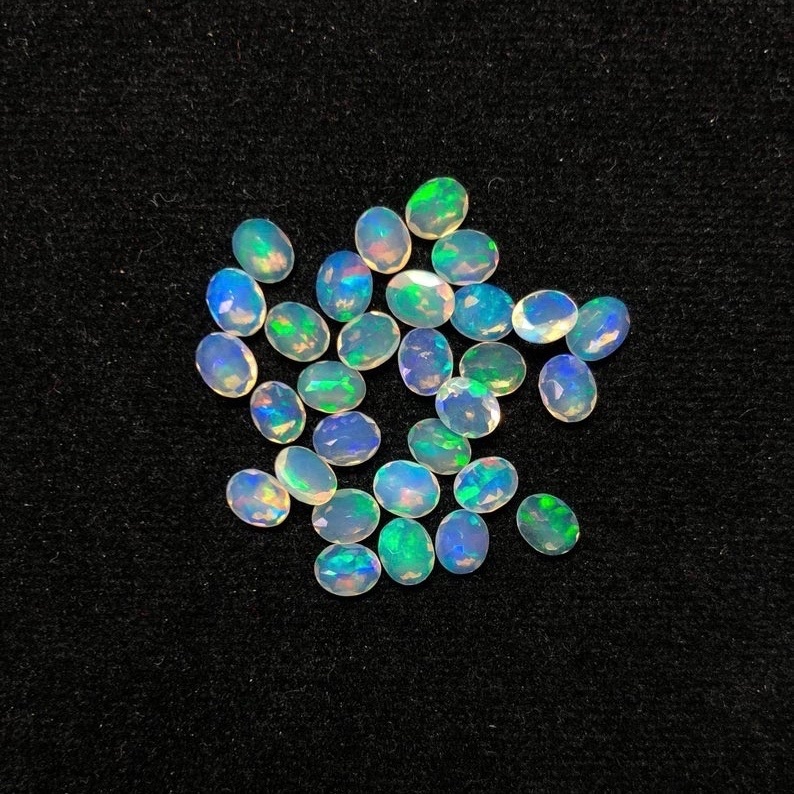 3x5mm Ethiopian Opal Faceted Oval Loose Gemstones