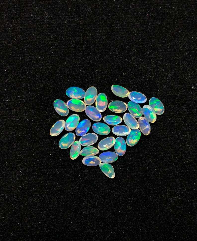 3x5mm Ethiopian Opal Faceted Oval Loose Gemstones