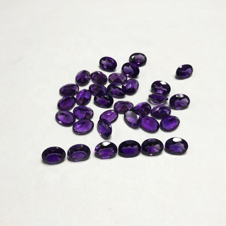 6x8mm African Amethyst Faceted Oval Loose Gemstones