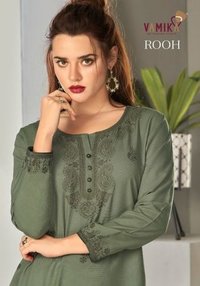 Vamika Nx Rooh Rayon Viscose With Lakhnawi Kurti Catalog -  Pure Rayon Viscose Top, Cotton Blend Pant, Multi Color, Full Stitched Sizes S-xxxl | Casual, Ethnic, Formal, Party Wear, Embroidered, Washable