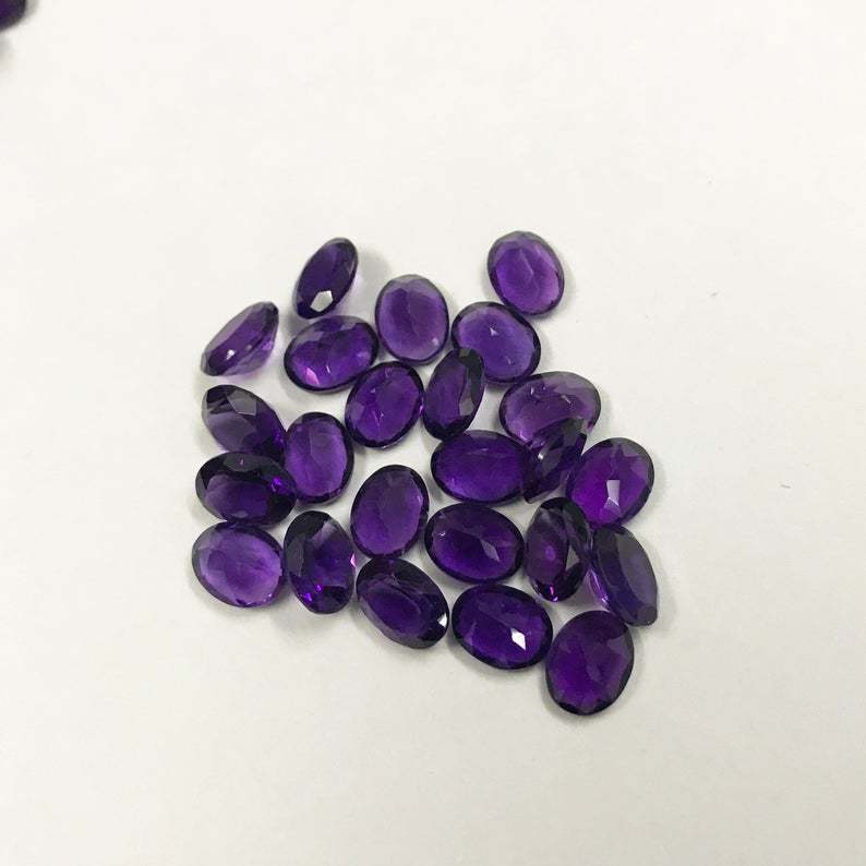 8x10mm African Amethyst Faceted Oval Loose Gemstones